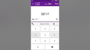 Math Tricks - Training mode - square numbers between 50 and 59 - level 050 (Number Keyboard)