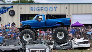 Old School Style Monster Trucks Crushing Cars Part 1 ( Bigfoot Open House 2023 )