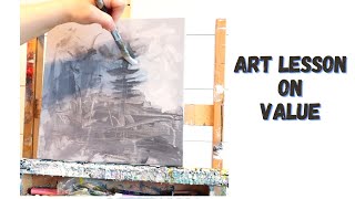 HOW TO PAINT ABSTRACT PAINTING - ART LESSON ON VALUE - PART 1