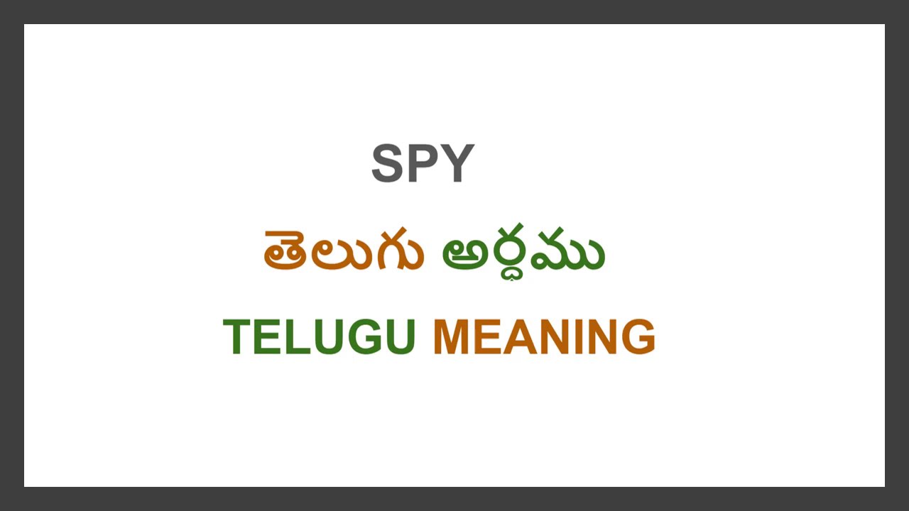 Spy Telugu Meaning Youtube