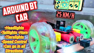 How to make a Bluetooth car with Headlights,Taillights,Horn and Extra Lights...{Arduino, Hc-05 BT}