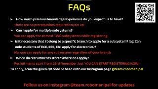RoboManipal Recruitment Details and FAQ for First Years - 2020