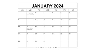 Free Printable January 2024 Calendar Templates With Holidays - Wiki Calendar