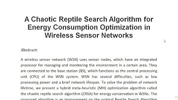 A Chaotic Reptile Search Algorithm for Energy Consumption Optimization in Wireless Sensor Networks