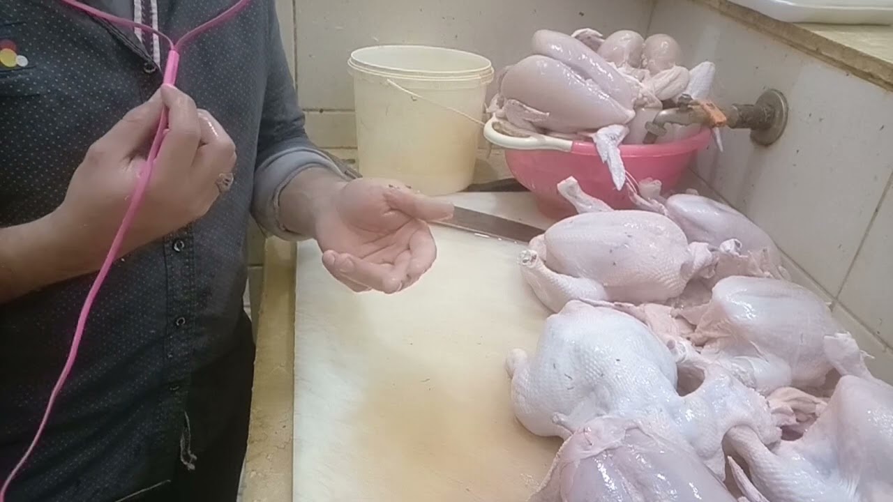 خلي البانيه وتقطيع الوراك وفصل الاجنحة