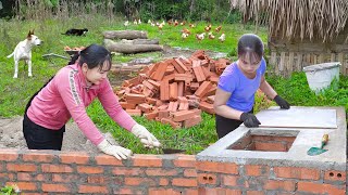 Construction Skills Of The Girl Build brick walls - pour concrete floors | New Peaceful Life