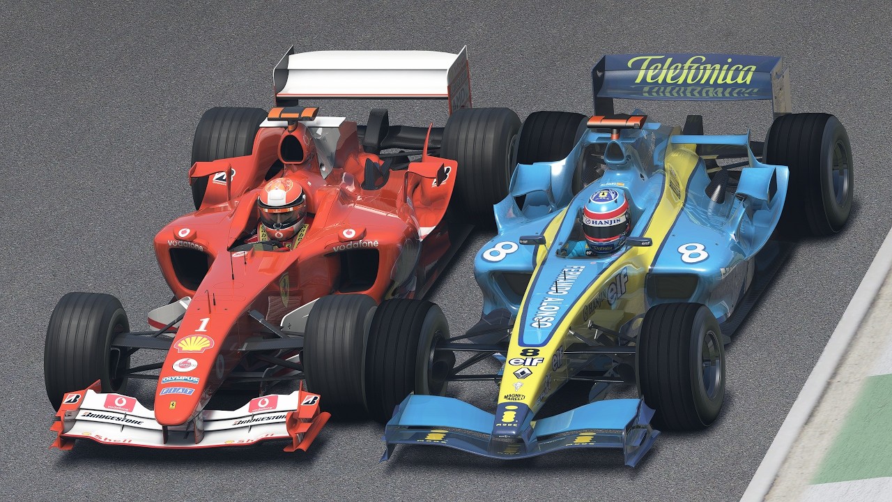 Michael Schumacher vs Fernando Alonso | Ferrari F2004 vs Renault R24 | F1 2004 at Imola