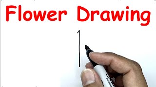 how to draw a flower hard with number 1 drawing with number