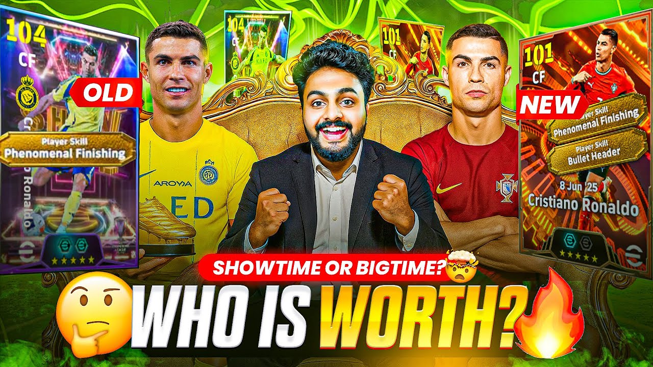 107 Big Time Ronaldo 🆚 105 Showtime Ronaldo🤯 | Which is the Best Card?🤔 | Comparing Stats + Gameplay