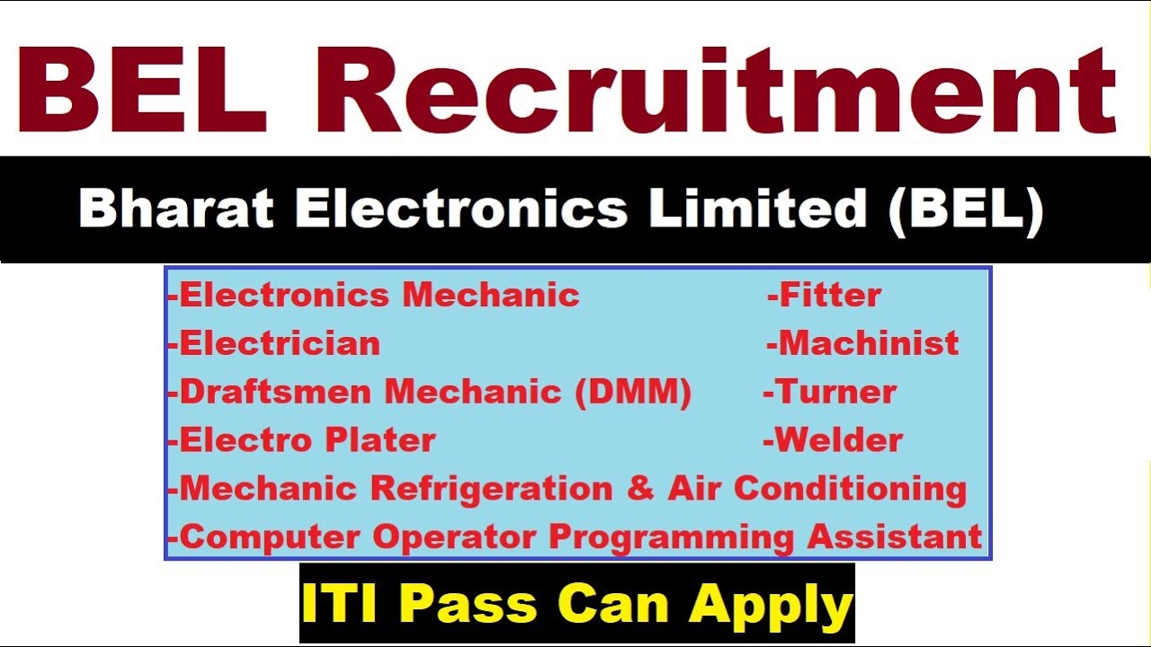 BEL Recruitment 2021 for Apprentice Training for ITI Candidates
