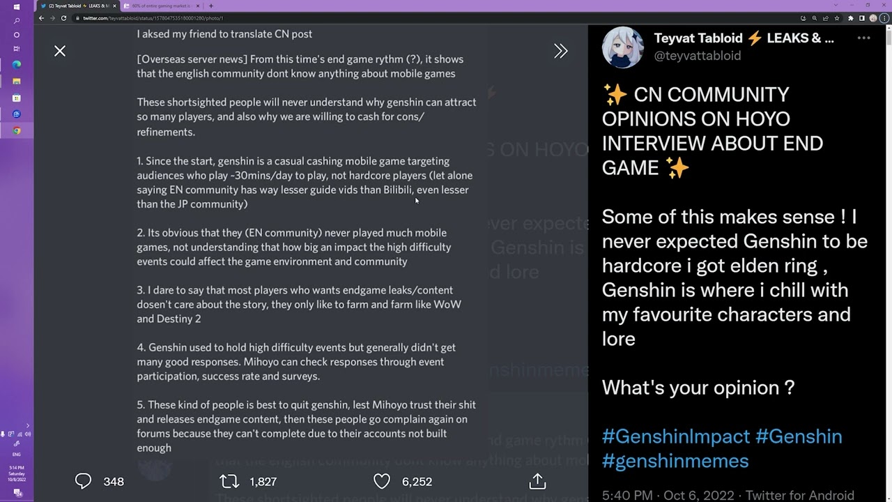 Reponsonding to the [Alleged] CN Community comments on Genshin's Endgame. -  YouTube