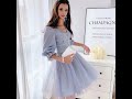 Dabuwawa V Neck Edge Embroidered Sweet Mesh Dress Women Ruffle Sleeve Empire Elegant Fit and Flare