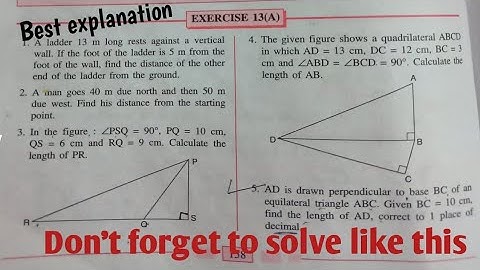 Pythagoras theorem class 9 icse Selina Ex-13A|| chapter 13|| Selina|| icse board /isc|| math
