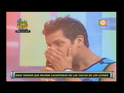 Esto es Guerra: Gino Pesaressi recibe cachetadas de las leonas - 04/03/2013