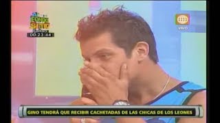 Esto es Guerra: Gino Pesaressi recibe cachetadas de las leonas - 04/03/2013