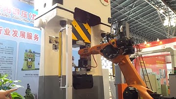 cnc close die forging hammer match robot forging video