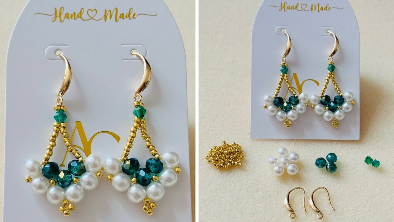 Aretes de Bisutería| cómo hacer Aretes con Cristales, perlas y Mostacillas? Aprende cómo paso x paso