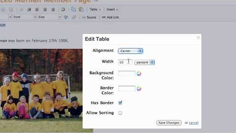 Insert a Table in PBWORKS