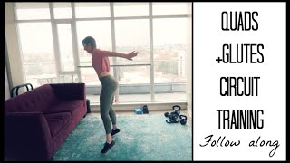 At Home Glutes + Quads Workout // Weighted Circuit Training