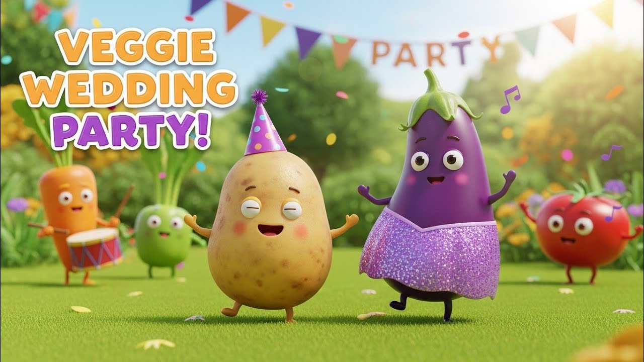 Potato and Eggplant Wedding Party! 🥔🍆 Veggie Dance for Kids | Junior Joy