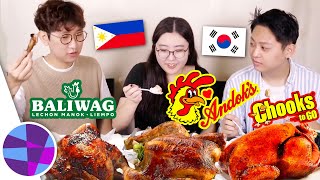 KOREANS TRY ANDOK'S, BALIWAG, AND CHOOKS TO GO LITSONG MANOK 🇰🇷🇵🇭 | EL's Planet