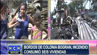 Incendio consumió seis viviendas en la colonia Bogran de SPS