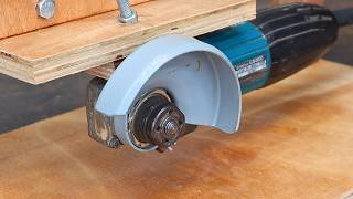 Simple sliding saw idea with angle grinder, clever DIY woodworking tool.