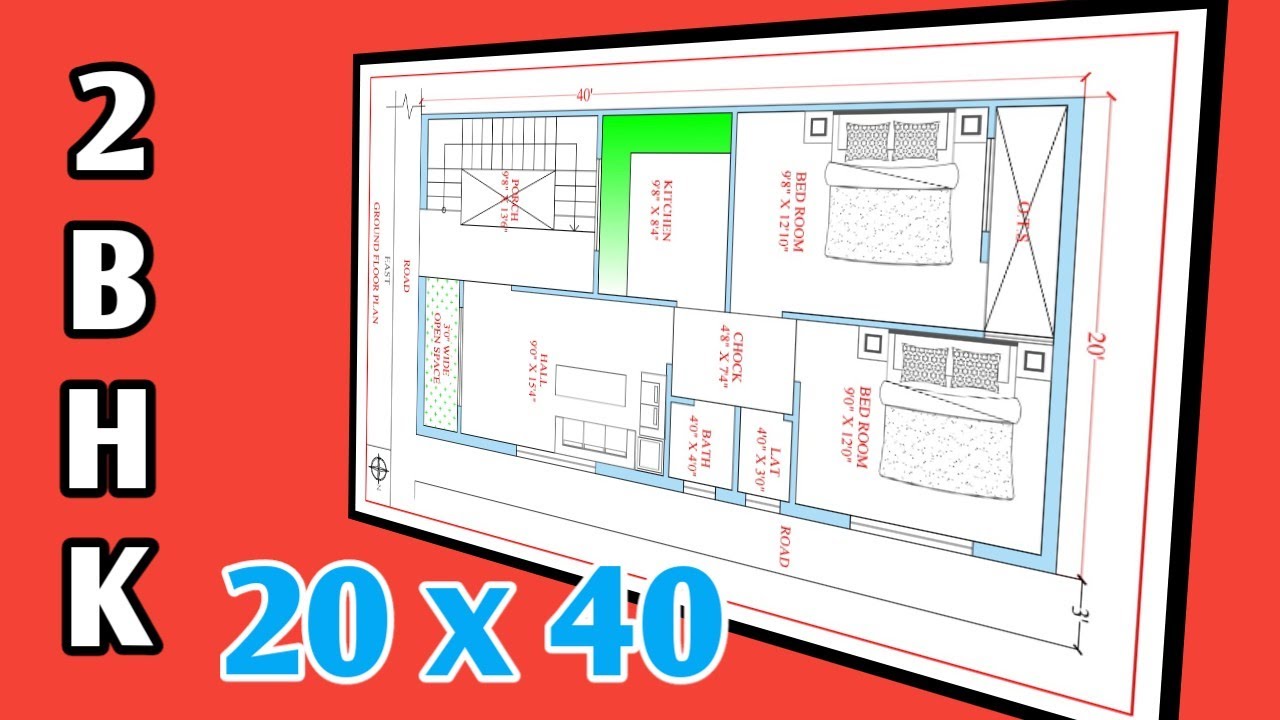 20x40 house plan | 20 by 40 house plan with car parking | 800 sqft ...