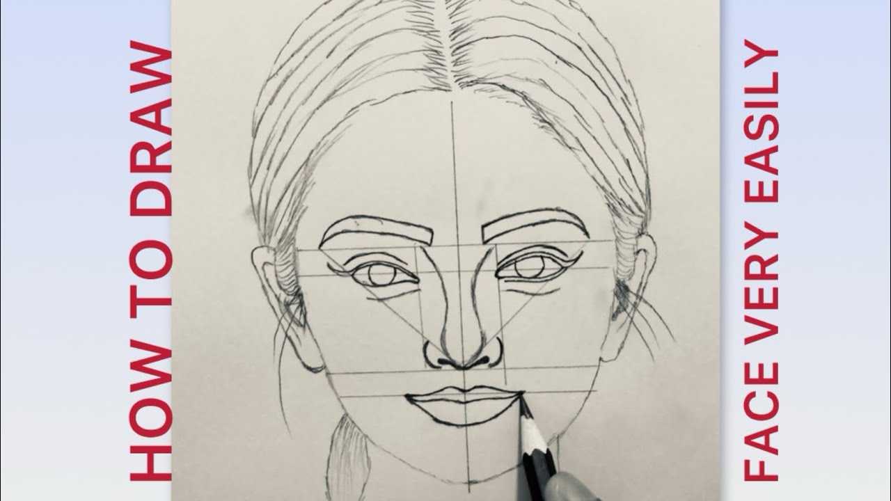 How to draw face very easily | Drawing tutorial step by step guide for ...