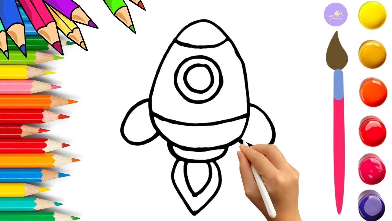 How To Draw cute Rocket Drawing, Painting & Coloring For Kids and Toddlers_🌈🎨