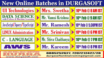 New Batches in Online Training @ DURGASOFT