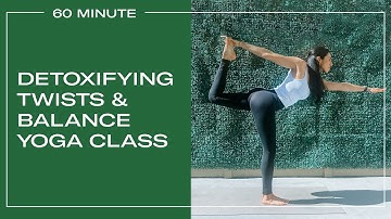 Detoxify, Twist & Balance Intermediate Yoga Class 60 Minutes | Revolved Half Moon to Revolved Dancer