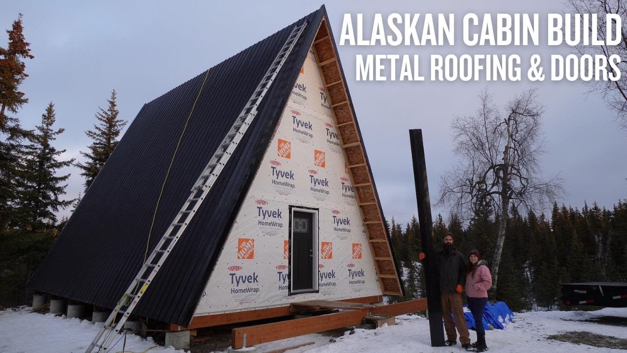 Off Grid Cabin Build | Metal Roofing & Doors - YouTube