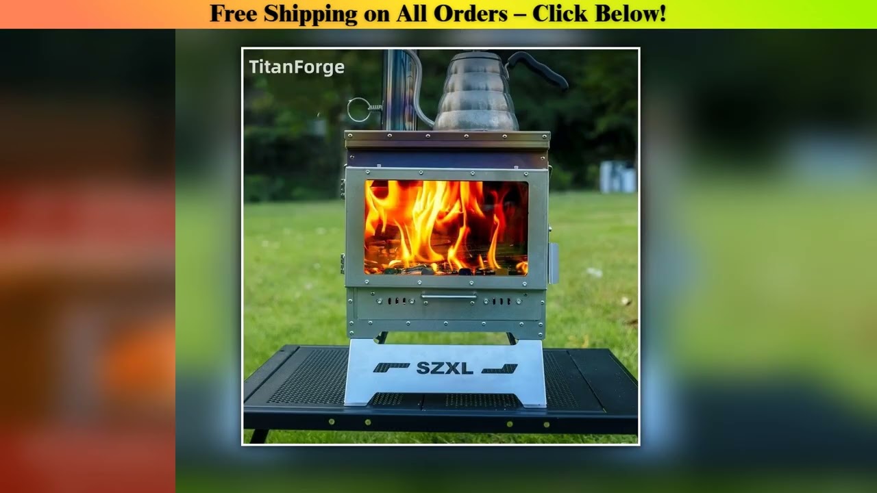 Stainless Steel Smokeless Fireplace Secondary Burning Wood Stove Large Glass Window Camping Tent