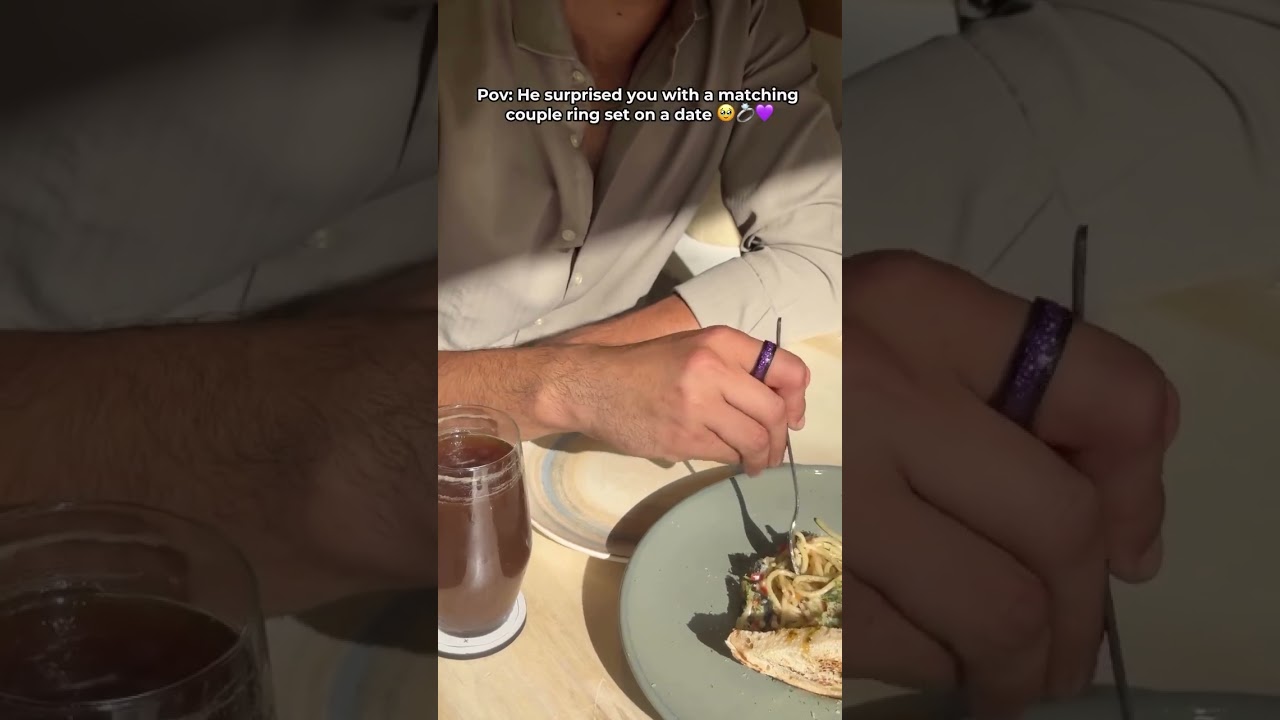 Matching Amethyst Couple Ring 💍💜 | Sterling Silver & Black Tungsten Promise Rings