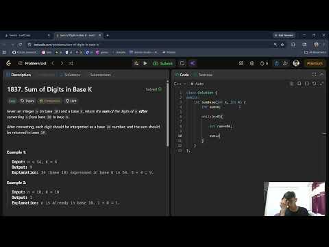 Sum of Digits in Base K | LeetCode 1837 | Easy C++ Solution 🚀
