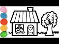 How To Draw a Rainbow 🌈 House Drawing | Cute Rainbow House Drawing | Beautiful Easy House Drawing