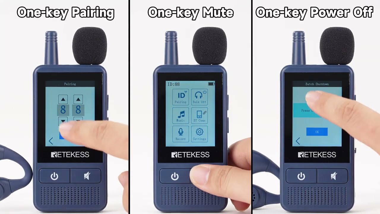 TT133 Smart Touchscreen Guide System for Groups, Dual-Screen Battery Display, Fast Charging, Recording and Playback, Bluetooth, AUX Input, Clear Audio for City Tours, Sightseeing, International Meetings