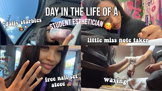 DAY IN THE LIFE OF A STUDENT ESTHETICIAN | drive with me, nails, waxing + more!