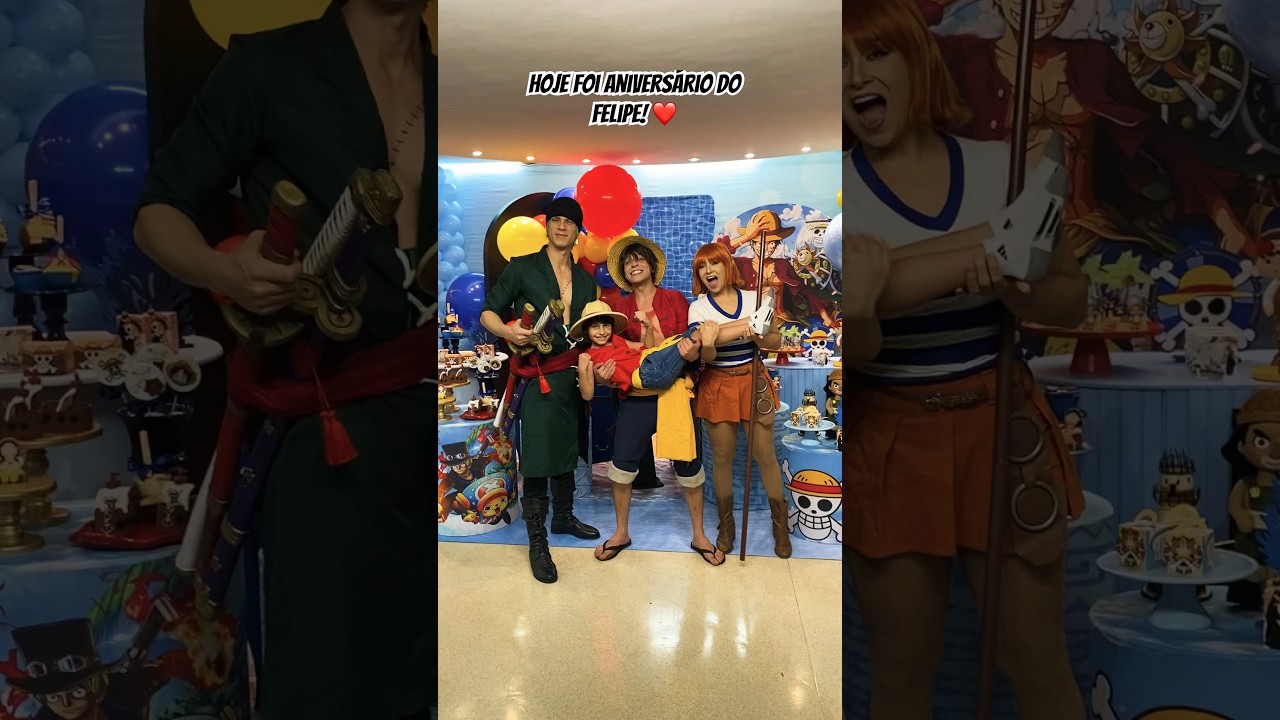 Luffy, Zoro e Nami no aniversário do Felipe #onepiececosplay #onepiece