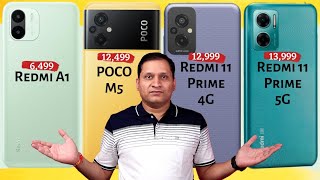 Redmi A1 Vs Poco M5 4G Vs Redmi 11 Prime 4G Vs Redmi 11 Prime 5G Launched