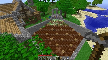 Building an automatic wheat harvesting farm in Minecraft Beta 1.7.3 - gameplay