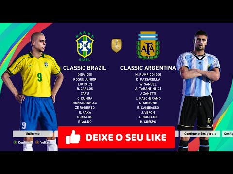 Video BRASIL VS ARGENTINA LEGENDS PES 2021 SELEÇÃO COM... - youtube