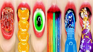asmr / Rainbow (Red, Green, Blue Honey jelly) Emoji food 이모티콘 입술 먹방 모음 Satisfying Eating Sounds
