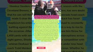 Deion Sanders on Shedeur: HATER-PROOF Mindset // Browns QB Is UNDERVALUED ⚡ #deionsanders #nfl