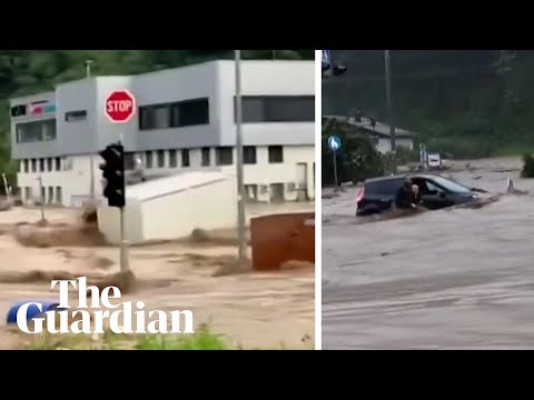 Slovenia: vehicles swept away and people trapped in severe flash flooding