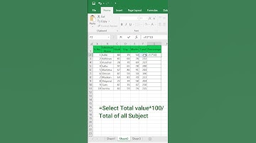 Marksheet ka Total aur Percentage kaise nikalein?  #excel #exceltips