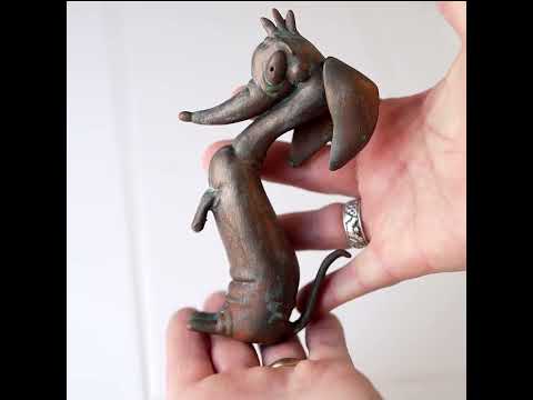 Sit Up Dog (Patina Version) 3D Printed Designer Art Toy