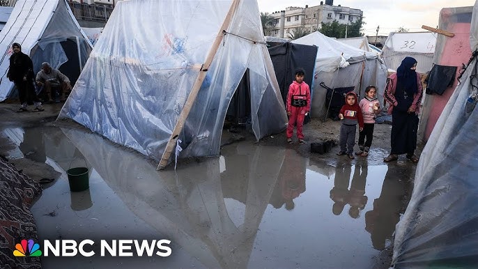 Rain Adds To The Misery Of Displaced Families Living Around Gaza City