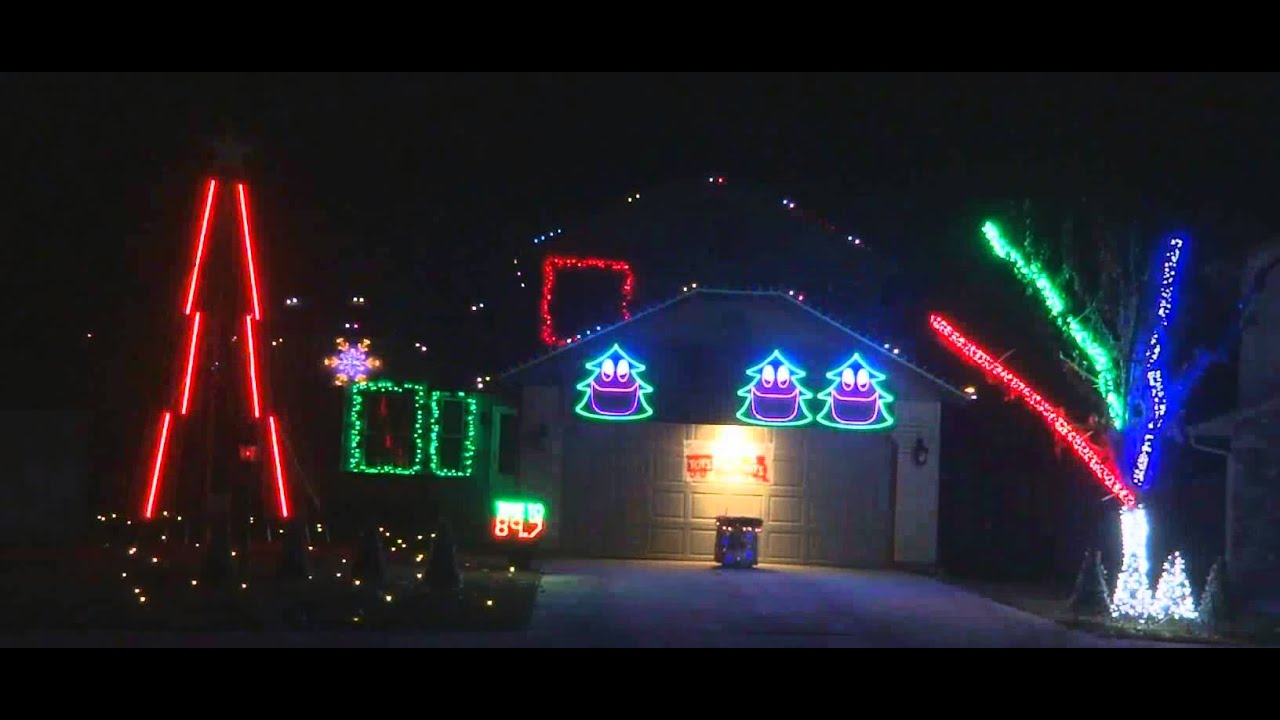 Christmas Light Display to "Deck The Rooftop" in Boise, Idaho.. Great